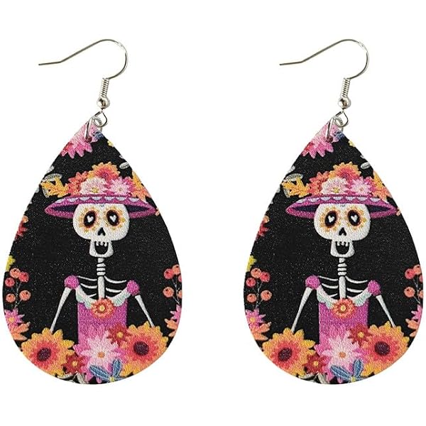 WEVENI Halloween Pumpkin & Black Cat Earrings – Acrylic Dangle Earrings For Women