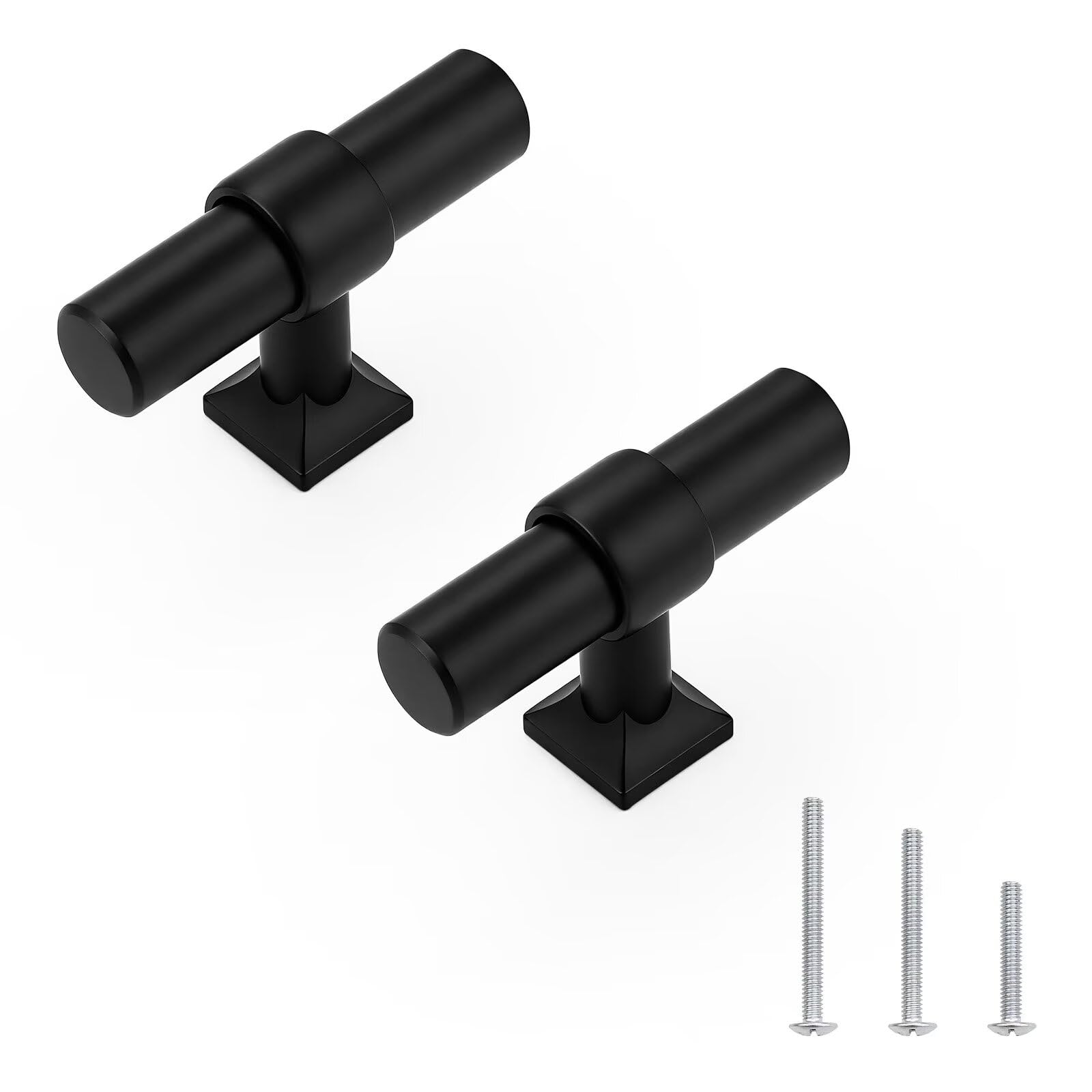 knobelite 50 Pack Matte Black Cabinet Knobs, Single Hole Cabinet Handles for Kitchen Bathroom, Stainless Steel T Bar Knob for Dressers Cabinets Image