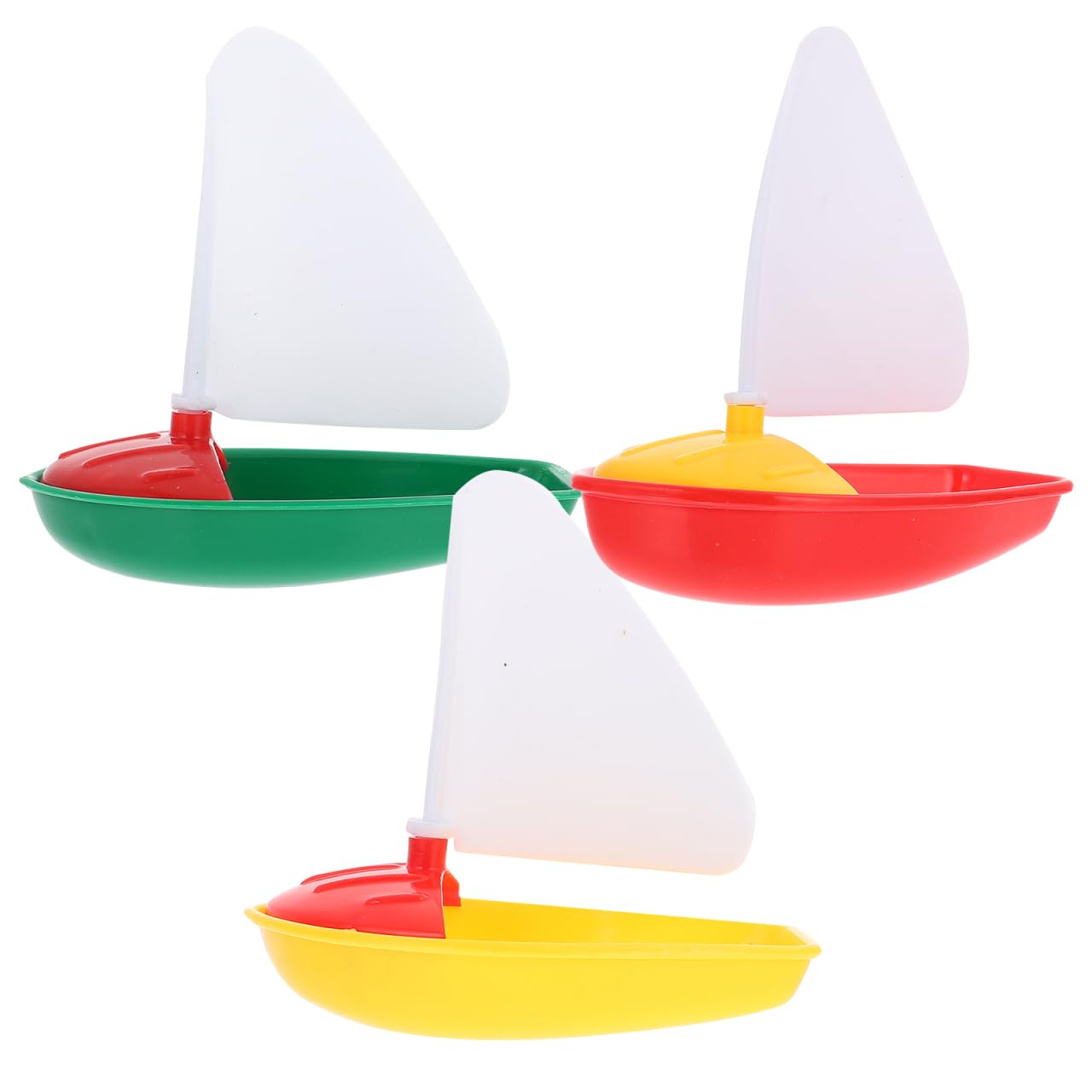 NUOBESTY Bath Toys Boat, 3pcs Plastic Sailboat Toddler Floating Pool Toys Sailing Boat for Beach, Shower, Bathtub - Todders, Kids (Assorted Color)
