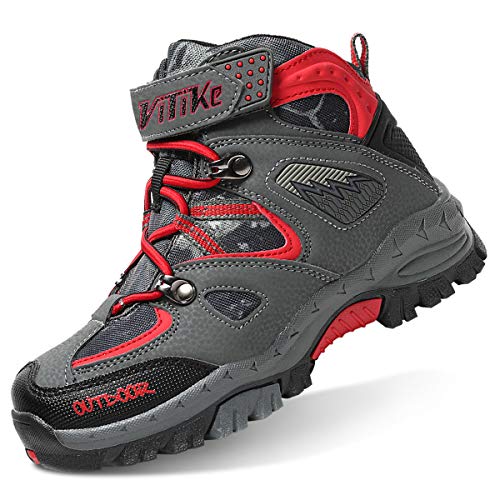 VITIKE Kids Boys Mid Waterproof Hiking Boots Velcro High Top Winter ...