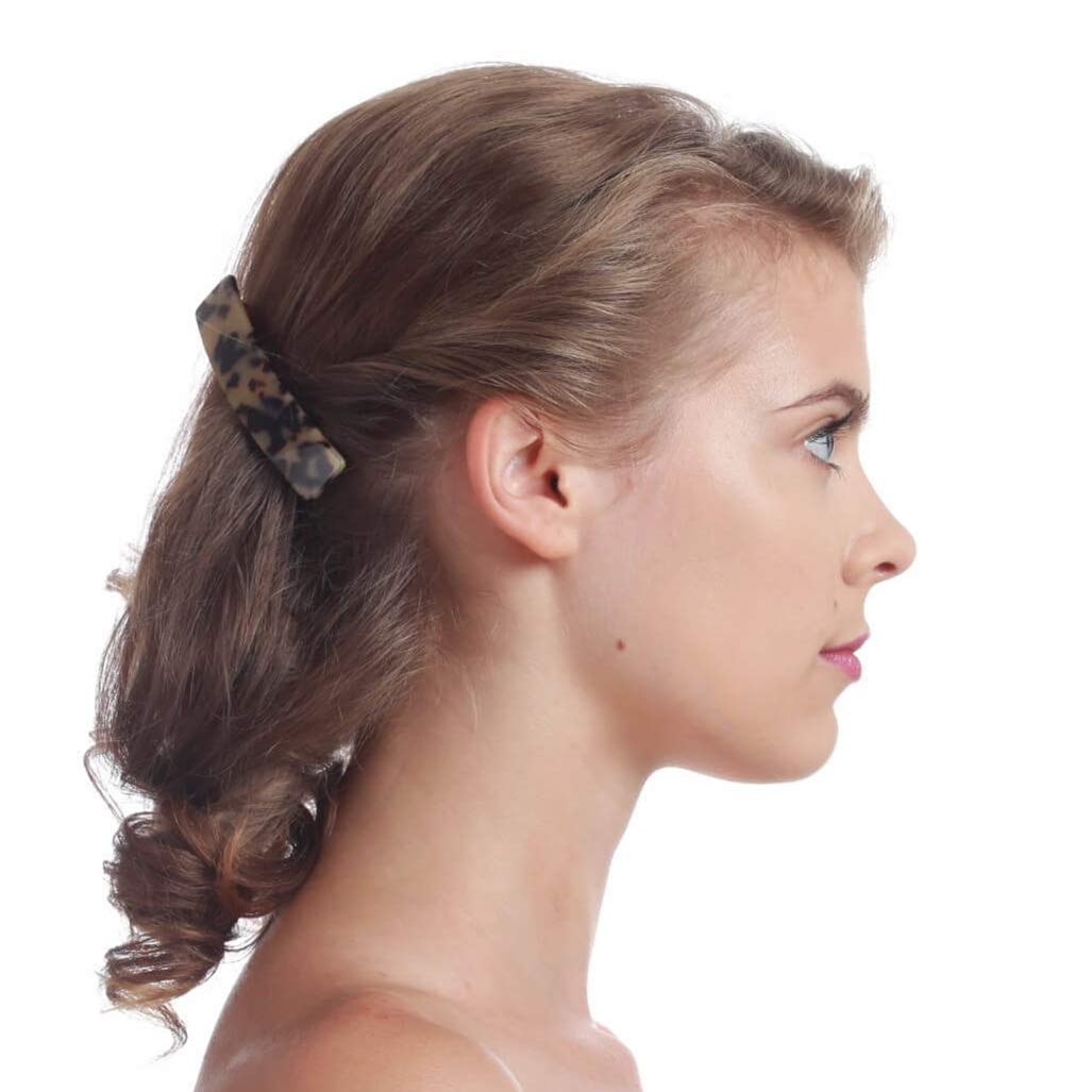 FSMILING Tortoise Shell Hair Barrettes Clips For Women, Celluloid Small Rectangular Automatic Hair Clip Barrette For Thin Hair, 3 Pieces/set : Beauty