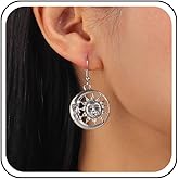 Yheakne Bohemian Sun Moon Dangle Earrings Gold Celestial Moon Drop Earrings Sun Flower Earring Round Celestial Earring Jewelry for Women