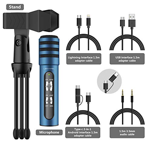 Lesyafel Microphone For Iphone With Desktop Tripod Plug Play Ps4 Mac And Windows For Live Broadcast Youtube Video Studio Blue Pricepulse
