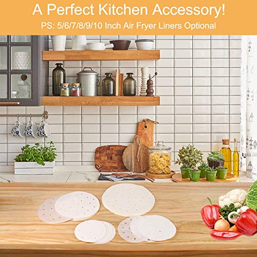 Air Fryer Parchment Paper, Set of 200, 6 Inch Round Air Fryer Liners