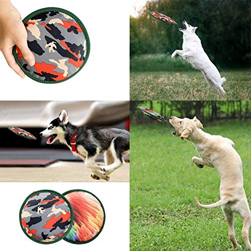 DLDER Dog Flying Discs, Squeaky & Floating Flyer Toys Pack of 2 Interactive Frisbee (Camouflage + Colored Feather Pattern) - Thumbnail 2