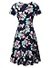 HUHOT Sundresses for Women Casual Summer Short Sleeve Round Neck Floral Casual Skater Dress (Blue Flower-17, Medium)