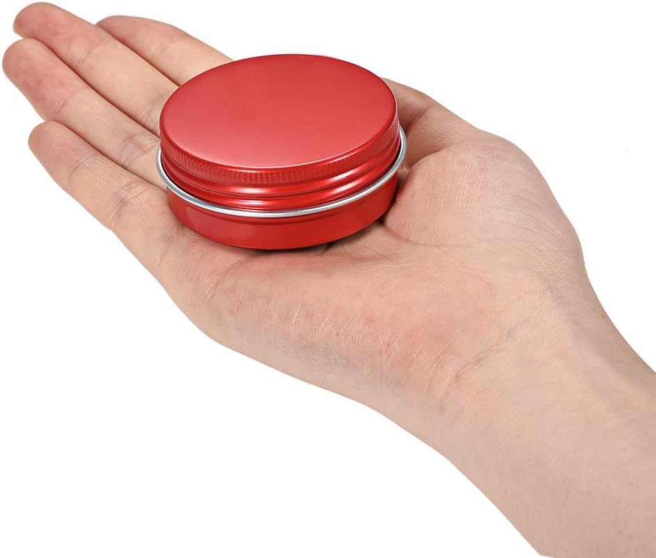 sourcing map 6 Pack 1 oz Round Aluminum Cans Tin Can Screw Top Metal Lid Containers for Crafts Red 30ml, 1oz/30ml-Red(6pcs) - Image 5