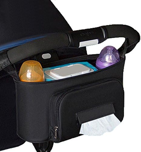 MayJu Universal Baby Jogger Stroller Organizer Bag for Smart Moms, Extra-Large Storage Space for Feeding Bottle, Tissue, Diapers, Toys, Wallets, Books, iPhones &amp; iPads (Black)