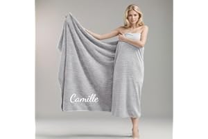 Personalized Embroidered Bath Towel for Women Man – Custom Name Soft Absorbent Towel, Lightweight Quick Dry Spa Shower Wrap, 