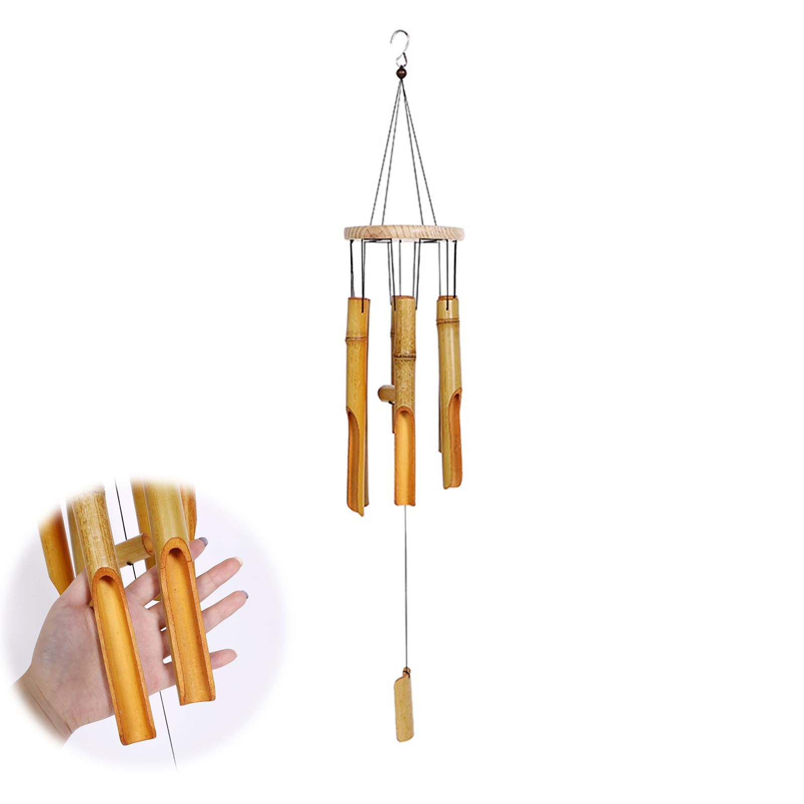 Yuelulala Bamboo Wind Chimes, 6 Tubes Wooden Wind Chimes Outdoor Indoor Bamboo Wind Chime for Garden Clearance, Wooden Wind Chimes Perfect for Garden, Yard,Patio and Home Décor (A27-1)