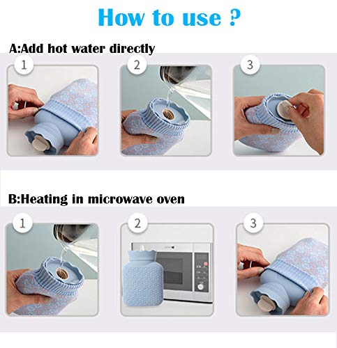 Microwave Heating Bottle Environmental Silicone Transparent Hot Water Bag with Knit Cover, Hot & Cold Therapies - Gift for Birthday, Christmas, Valentine's Day, Gift Exchange Party (White, Short) - Thumbnail 7