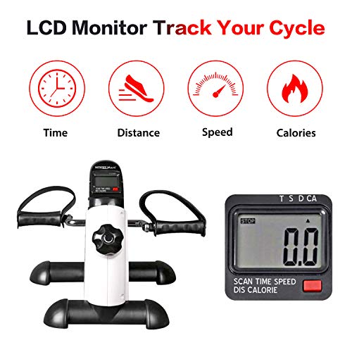 Under Desk Bike Pedal Exerciser w/ LCD Screen Display, Portable Mini