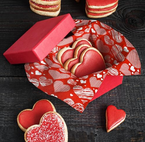 150 Sheets Valentine's Day Wax Paper Parchment Papers Red &amp;White Hearts ...