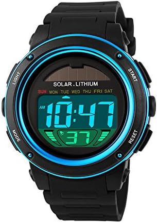 Hams Solar Power Watch Kid Watch For Child Boy Girl LED Multi Function Sport Outdoor Digital 50M Waterproof Alarm