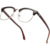 aisswzber Fashion Vintage Classic Semi-Rimless Half Frame Clear Lens Glasses