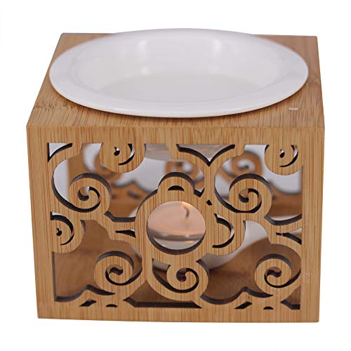 Singeek Ceramic Essential Oil Burner Diffuser,Hollowing Floral Tea Light Holder Aromatherapy Oil Warmer, Holiday Home Decoration Valentine (Auspicious Cloud)