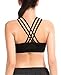 YIANNA Womens Sports Bra High Impact Cross Back Padded Wireless Workout Activewear Running Yoga Bra