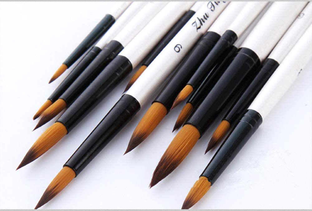 Paint Brush Set Artist Painting Brushes for Art Painting for Watercolors,Acrylics,Inks,Gouache,Oil and Tempera (12pcs Pearl White Short Wooden Paint Brush Set)