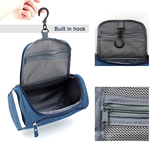 Travel Toiletry Bag Waterproof Zip Organizer Hanging Cosmetic Makeup Shower Bag With Large Compartment for Men Women for Trip Vacation Gym (Blue)