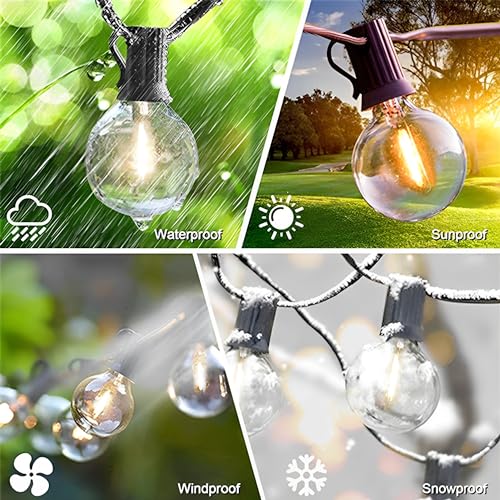 Beauenty Outdoor String Lights 50 Feet G40 Globe LED Patio Lights with 25 Bulbs,2700K Bright LED Patio String Lights, Waterproof Hanging Light Strings for Wedding Patio Indoor Outdoor Party Garden