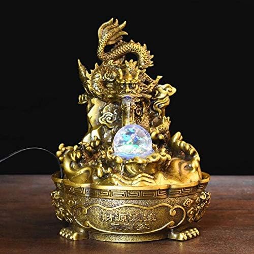 YISHENGTONGBAO Pure copper wind wheel ornaments lucky gold CHAN Feng Shui water fountain when running to work desk cornucopia,C