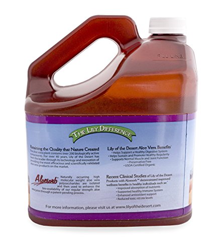 Lily of the Desert Preservative Free Organic Inner Fillet Aloe Vera Juice, 128 Ounce - Supports Health Digestion