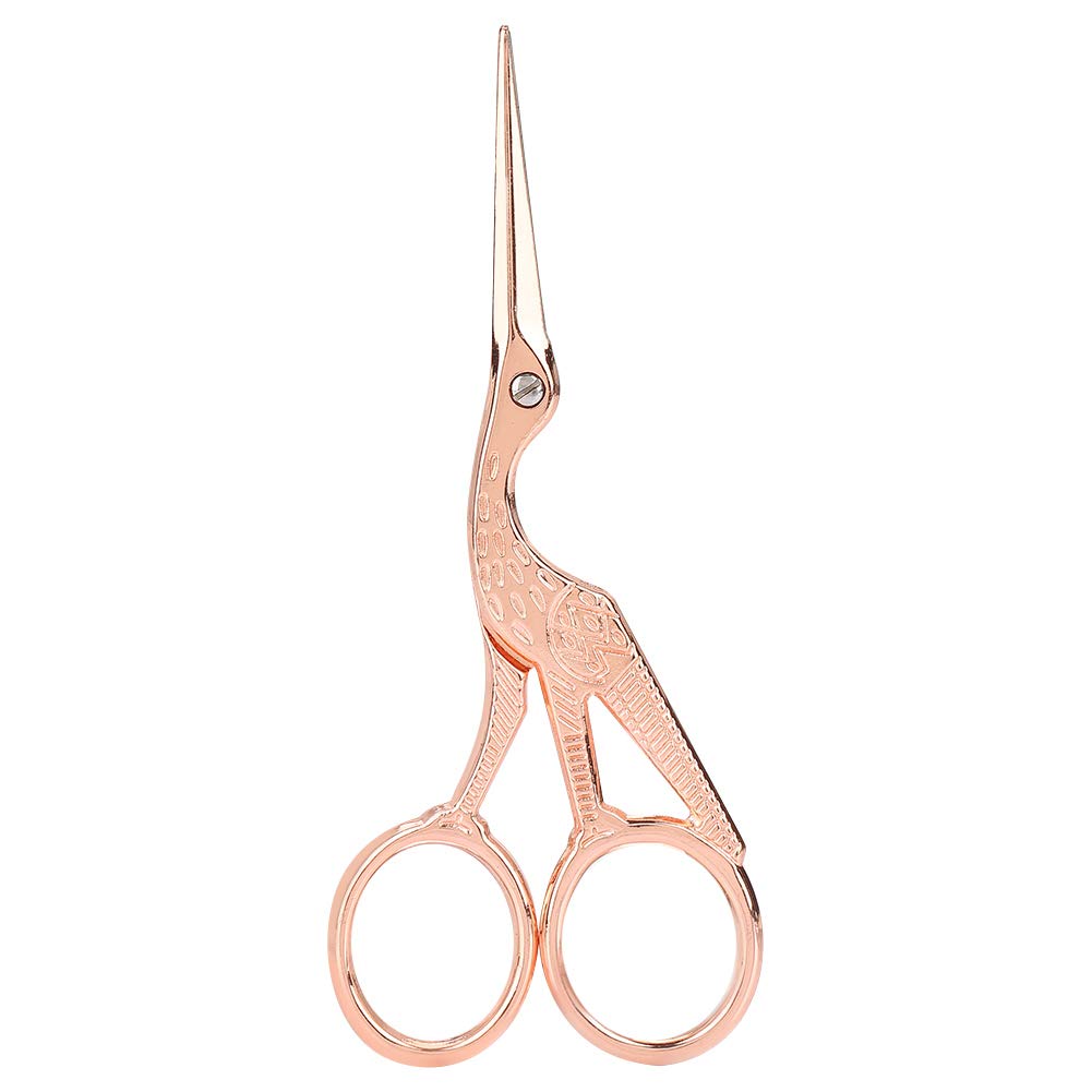 Embroidery Scissors, Sharp Tip Stainless Steel Vintage Rose Gold Stork Scissors for Sewing, Crafting, Tailoring, DIY Art Projects, Needlework and Quilting