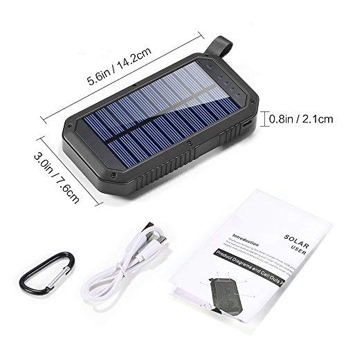Solar Charger, Dostyle 8000mAh Portable Solar Power Bank External Backup Battery Pack 3 USB Ports Solar Phone charger with 21 LED light Compatible for All Cellphone Samsung Galaxy & Android Devices - Thumbnail 6