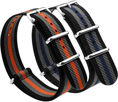 Adebena 20mm Nato Strap Replacement Nylon Watch Band with Stainless Steel Buckle Pack of 2