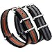 NATO Strap 2 Packs Canvas Fabric Nylon Watch Straps with Stainless Steel Buckle,Adebena Ballistic Replacement NATO Watch Bands Width 22mm Black/Grey/Blue and Black/Grey/Orange