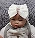 Gellwhu Newborn Hospital Hats Baby Girls Boys Beanies Cap Bow No Scratch Mittens Set