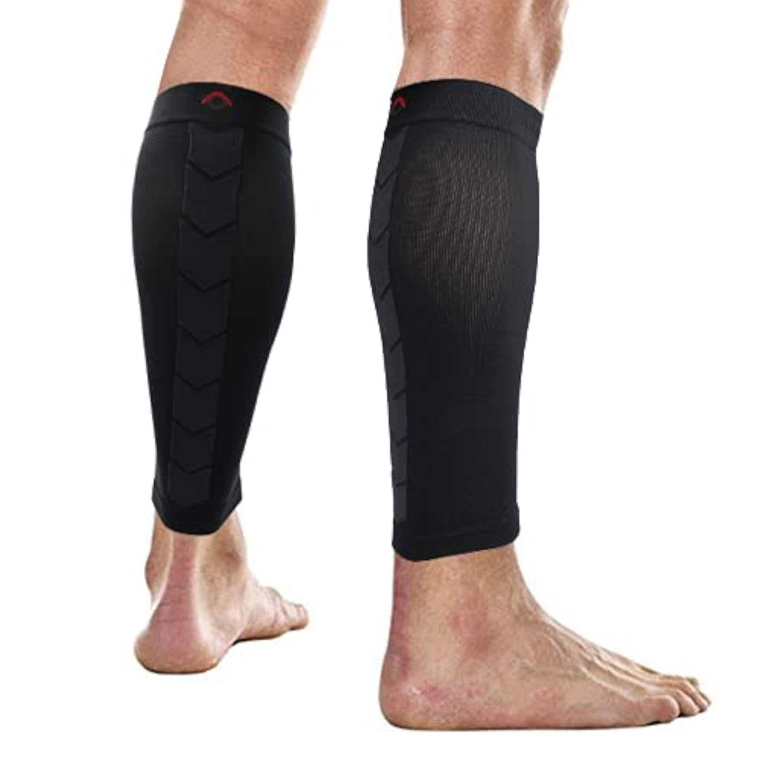 NV Compression 365 Calf Guards/Sleeves MEDIUM Steel/Black (PAIR) 20-30mmHg - For Sports Recovery, Shin Splints, Medical, Work, Flight - Running, Cycling, Gym