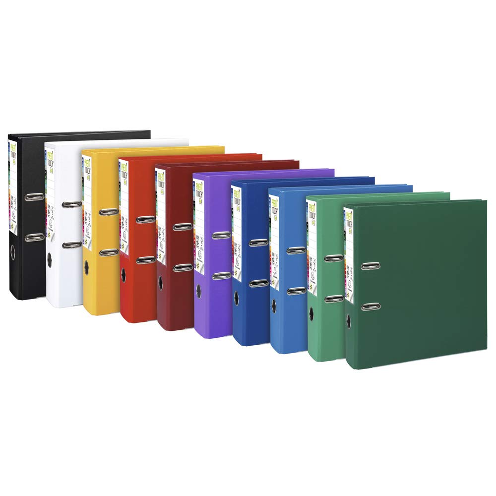 Exacompta - Ref 53374E - Prem'Touch PP Lever Arch File - 320 x 300mm in Size, 2 Rings, Can Hold A4+ Documents, 80mm Spine, 80mm Rings, FSC-Certified - Assorted Colours (Pack of 10)
