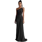 RYANTH One Shoulder Chiffon Bridesmaid Dresses for Women Mermaid Long Prom Dress Pleated Beaded Formal Evening Gowns
