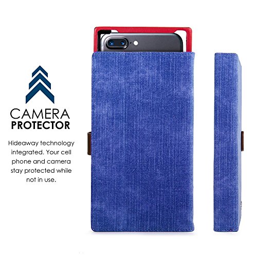 Kroo Universal Large Smartphone Folio Case with Rear Camera Slide for Phone Screen Size up to 6.3" - Blue - Thumbnail 3