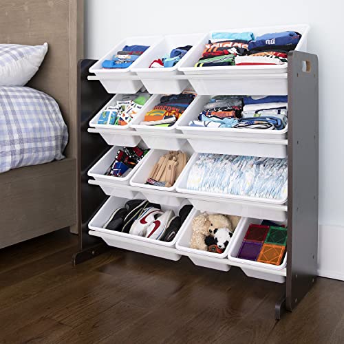 Humble Crew Modern Toy Organizer with 12 Bins, Espresso/White Pricepulse