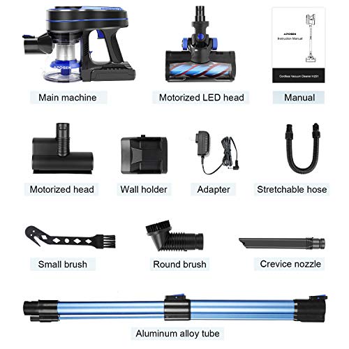 APOSEN Cordless Vacuum Cleaner, Upgraded 24000pa Stick Vacuum 5 in 1 with 250W Powerful