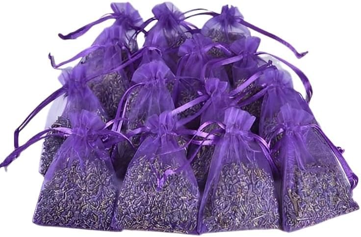 20 Pack Lavender Sachet Bags, 100% Natural French Dried Lavender Sachets for Drawers and Closets, Strong Smell Fragrance Fresh Scents Home