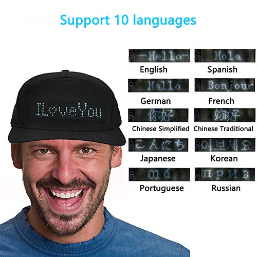 shunpad LED Cool Hats for Men Baseball Halloween Birthday New Year\'s Christmas Party Supplies Hat Black, Large