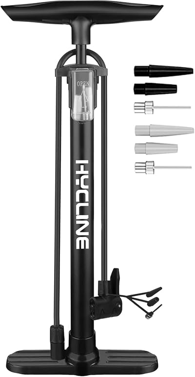 Hycline Bike Pump Floor Pump 150 PSI Dual Valve Presta Schrader Black
