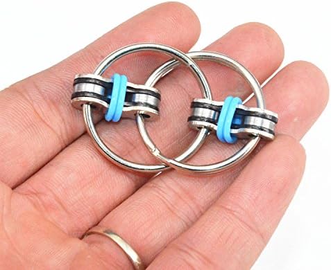 Fidget Spinner Toy Stress Reducer With Steel Flipping Bike Chain Fidget Toy - Perfect For ADD, ADHD, Anxiety, and Autism Adult Children (Blue)