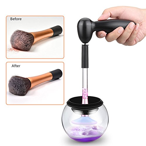 Electric Cosmetic Makeup Brush Cleaner, ELOKI 360 Rotation Cleaner and Dryer Makeup Brush for Deep Thorough Cleaning - Brushes Kit Washing Tools Spinner Cleans(Black) - Thumbnail 3