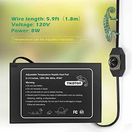 Tikaton Reptile Heat Pad Adjustable Temperature Under Tank Heater for