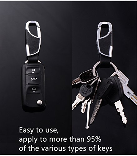 image for Vonzevo 2-Pack Stainless Steel Key Chain with Leather Heavy Duty Home 