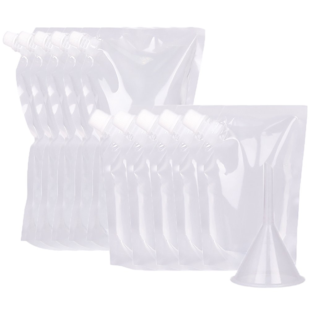 Plastic Drinks Flasks Liquor Pouch Concealable Drinking Pouch Flasks Stand-up Hand-held Reclosable Juice Bags with 1 pc Plastic Funnel 10Pcs Hidden Booze Flask Secret Kit Set (250ml and 420ml)