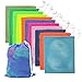 M-Aimee 12 Pieces Mesh Stuff Sack, Durable Nylon Mesh Drawstring Laundry Bag for Mesh Bags and Travel,12 Colors