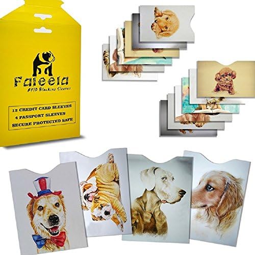 Faleela 16 RFID Blocking Sleeves (12 Credit Card Holders &amp; 4 Passport Protectors) Slim Design for Wallet &amp; Purse, Identity Theft Protection Travel Case set