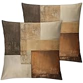 KOBERR Decorative Throw Pillow Covers, Modern Abstract Brown Geometric Pattern, Set of 2,18x18 Pillows Linen Pillowcase,Modern Decorative Square Pillowcases for Sofa Couch Bedroom Living Room Car