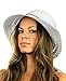 NYFASHION101 Open Knit Brown Braided Trim Vented Cotton Beach Sun Hat - White