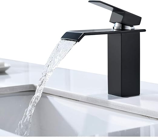 Cecipa Schwarz Wasserhahn Wasserfall Bad Armatur Waschbecken Fur Badezimmer Waschbeckenarmatur Waschtischarmatur Waschtischbatterie Badarmatur Einhandmischer Mit Moderner Stil Schwar Amazon De Baumarkt